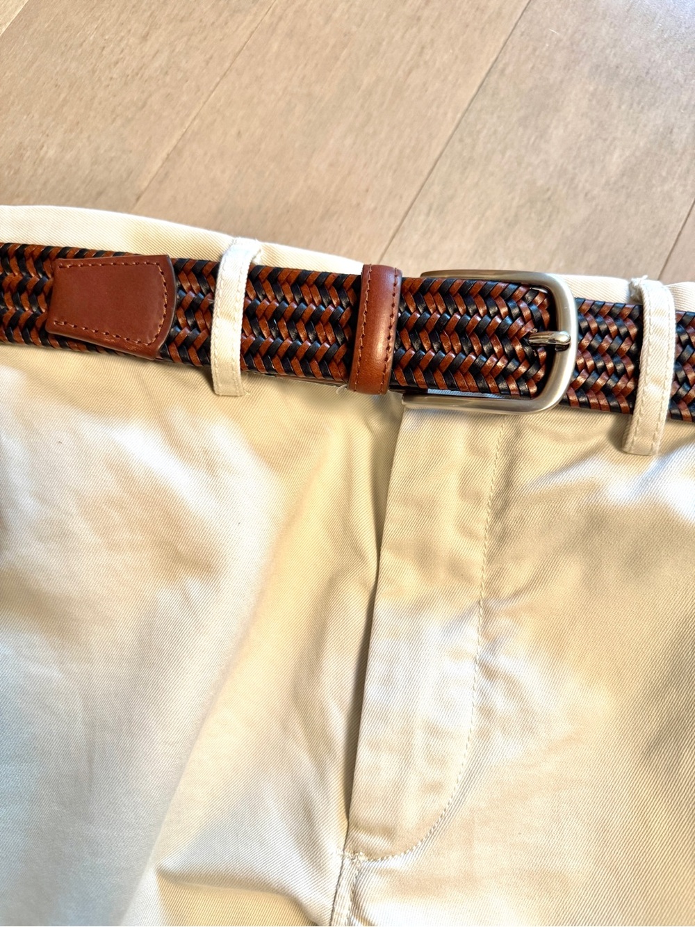 Men's Brown & Black Braided Stretch Belt